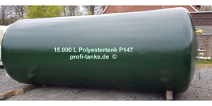 P147 gebrauchter 15.000 L Polyestertank GFK-Tank Wassertank Molketank Flüssigfutter Regenauffangtank Bild 2