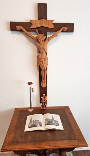 Altes Wand Kruzifix Kreuz Kloster Franken Holz geschnitzt 112cm Altar Kapelle Bild 1