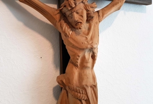 Altes Wand Kruzifix Kreuz Kloster Franken Holz geschnitzt 112cm Altar Kapelle Bild 7