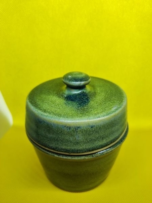 Bautzner Senftopf Keramik gruen incl. Bautzener SenfBecher Bild 2
