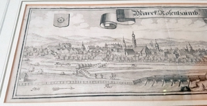 Kupferstich v. 1726 Rosenheim Bayern antik Kunst Grafik Stadt Wening M. Marckh Rosenhaimb Bild 4