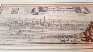Kupferstich v. 1726 Rosenheim Bayern antik Kunst Grafik Stadt Wening M. Marckh Rosenhaimb Bild 5