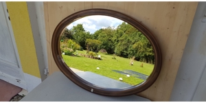 Badspiegel - Plastik - Rahmen braun oval Bild 3