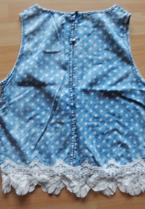 Bluse ärmellos Gr. 38 jeansblau mit weißen Punkten - Spitze - Denim & Co. Bild 2