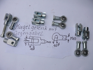 Werkmaterial,Kugelgelenk für Maschinenbau,mit Gabelanschluss 10mm Bolzen