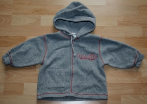 Kuschelige graue Fleece-Jacke - Größe 80 - Weste - mit Kapuze