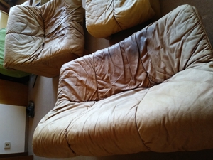 Braunes Leder Sofa   Couch - Garnitur Polstermöbel Sessel Bild 1