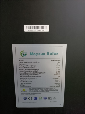 Solarmodule/ PVModule/Paneele/410W Solarmodul 410W vollschwarz/Hersteller Maysun Solar Lager Neuss Bild 10
