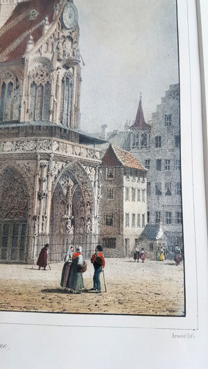 Lithografie Billmark 1850 Notre Dame Frauenkirche Nürnberg Christkindl Markt Grafik Bild 11