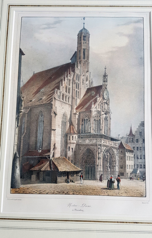 Lithografie Billmark 1850 Notre Dame Frauenkirche Nürnberg Christkindl Markt Grafik Bild 7