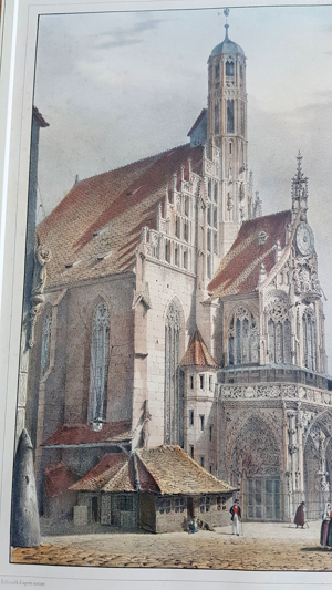 Lithografie Billmark 1850 Notre Dame Frauenkirche Nürnberg Christkindl Markt Grafik Bild 9