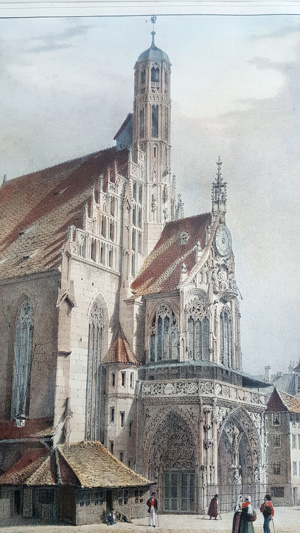 Lithografie Billmark 1850 Notre Dame Frauenkirche Nürnberg Christkindl Markt Grafik Bild 10