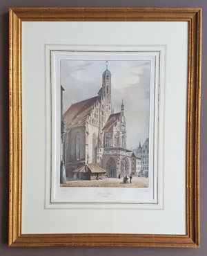 Lithografie Billmark 1850 Notre Dame Frauenkirche Nürnberg Christkindl Markt Grafik Bild 12