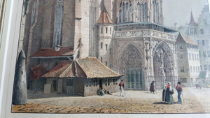 Lithografie Billmark 1850 Notre Dame Frauenkirche Nürnberg Christkindl Markt Grafik Bild 8