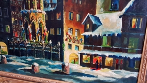 TOP Weihnachten Öl Gemälde Nürnberg Schöner Brunnen Hauptmarkt Franken Schnee Süß Natal Bild 9