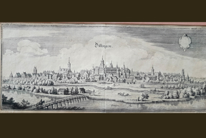 Dillingen Donau 1650 Kupferstich Matthäus Merian Grafik Topographia Bavariae Bild Schwaben Bayern