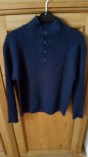 TOP - Kinderpullover, Pullover, Gr, 128, dunkelblau mit Knöpfen am Kragen Bild 2
