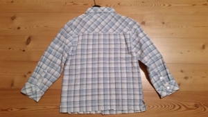 NEU - cooles Jungenhemd, Hemd, Gr. 122, blau/weiß/beige kariert, mit coulem Aufdruck Bild 3