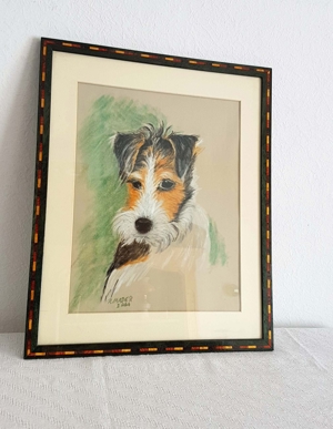 Foxterrier Gemälde Pastell Hund Original Tier Natur Signiert Fox Terrier Bild 4