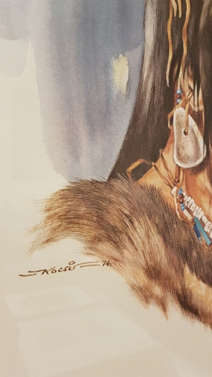 Indianer Edel Grafik Amerika Mohikaner Zeichnung Aquarell Ethno 1 Gemälde Bild 3