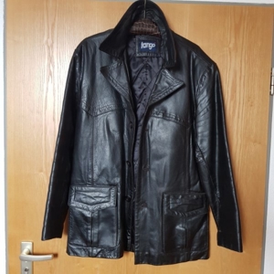 Schwarze Vintage Lederjacke 70er Style - Echtleder Bild 2