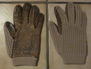 2 Paar Handschuhe: beige braun mit Strick + dkl.-braun Bild 5