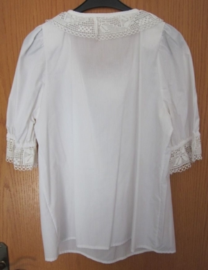 Gr. 44: Trachten-Bluse, weiß + Landhaus- Trachten-Kleid " Trachten Redl" + Kette Bild 9