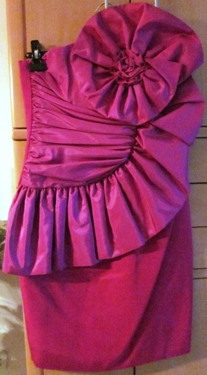Gr. 38: pinkfarbenes Abend- Cocktail-Kleid mit großer Rosette, "Palais Royal Paris" Bild 2