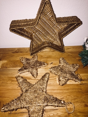 Konvolut Weihnachtsschmuck Deko Advent Engel Sterne gold Kerzenhalter Bild 3