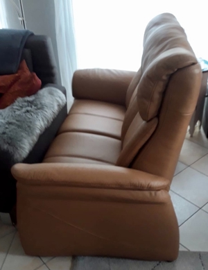 2-Sitzer Couch Echtleder, Farbe Cognac Bild 3