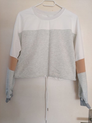 Damen Kurzpullover weiss grau braun