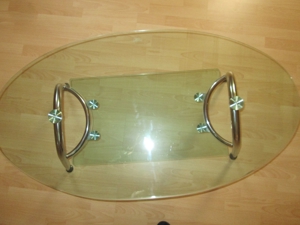 Couchtisch Glastisch oval L109 cm x H45 cm x B60 cm Bild 5