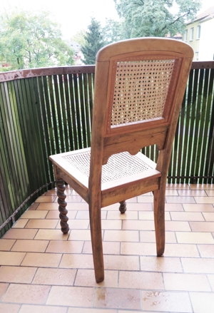 Antiker Stuhl, Klassischer Stuhl, Eichenholz-Gewebestuhl, handgeschnitzte Korkenzieherbeine Bild 5