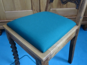 Antiker Stuhl, Klassischer Stuhl, Eichenholz-Gewebestuhl, handgeschnitzte Korkenzieherbeine Bild 3