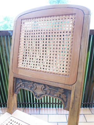 Antiker Stuhl, Klassischer Stuhl, Eichenholz-Gewebestuhl, handgeschnitzte Korkenzieherbeine Bild 6