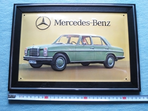 Mercedes Benz W115, /8, Blechschild und Schuco Metallmodell Bild 2