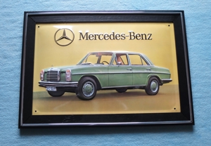 Mercedes Benz W115, /8, Blechschild und Schuco Metallmodell Bild 1