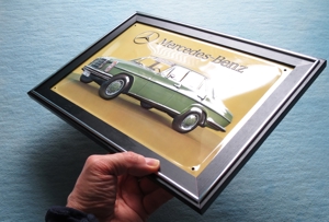 Mercedes Benz W115, /8, Blechschild und Schuco Metallmodell Bild 4