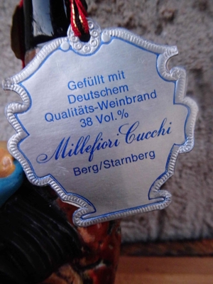 Alte Flasche Deutscher Weinbrand ungeöffnet/ Clown Pfeife/Aschenbecher! MilleFiori Bild 3