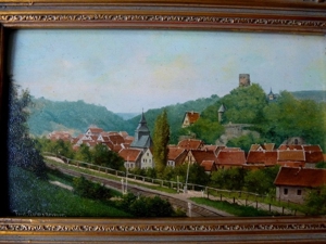 Eppstein im Taunus uralt Ölgemälde Gemälde auf Holz sig. Bild 2