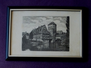 3 x Nürnberg Radierung, Gemälde sig, Dom zu Metz Bild 6