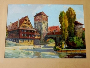 3 x Nürnberg Radierung, Gemälde sig, Dom zu Metz Bild 2