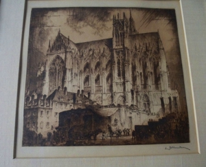 3 x Nürnberg Radierung, Gemälde sig, Dom zu Metz Bild 1