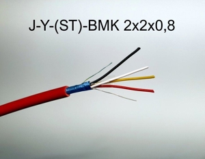 Brandmeldekabel rot 4-adrig J-Y(ST)Y 2x2x0,8 Installationskabel