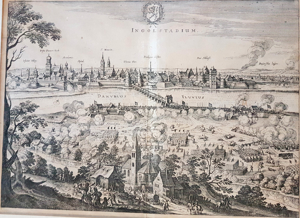 Ingolstadt 1650 Kupferstich Matthäus Merian Grafik Topographia Bavariae Bild Bayern Ingolstadium