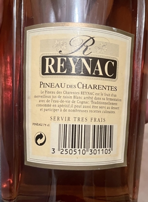 REYNAC Cognac France - "Pineau des Charentes" 0,7 Liter 17% Vol. 90er Jahre Vintage   RETRO, 1 A Bild 2