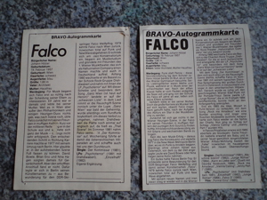 FALCO - Diverse ORIGINAL Autogrammkarten, FAN Button, Aufkleber, BRAVO, Autorisierte Biograph 1a Bild 3