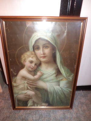 Antikes Bild MUTTER GOTTES, 80 cm x 55 cm, mit Rahmen, RETRO, sehr alt, sehr guter Zustand