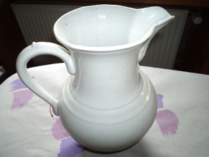 Waschset Porzellan, sehr alt, antik, 2L Kanne, passende Schüssel, weiß, Marke   Herkunft ZITTAU, 1 A Bild 1