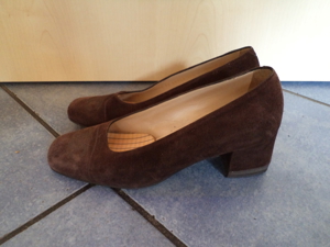 MARKEN Damen Wildleder Pumps FRANCO BONOLDI, Trachten Schuhe, Größe 36,5 Made in Italy, braun, 1a